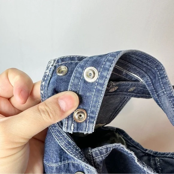 OshKosh Denim Short Overalls American Flag Snap Strap Baby Girl Boy 3 - 6 Month - Picture 6 of 7